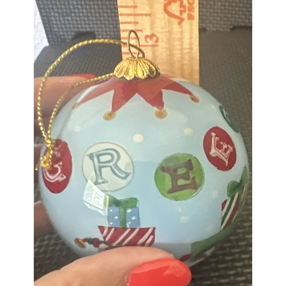 Pier 1 Li Bien Christmas Ornament 2012 Greetings Elves Train 3 1/2